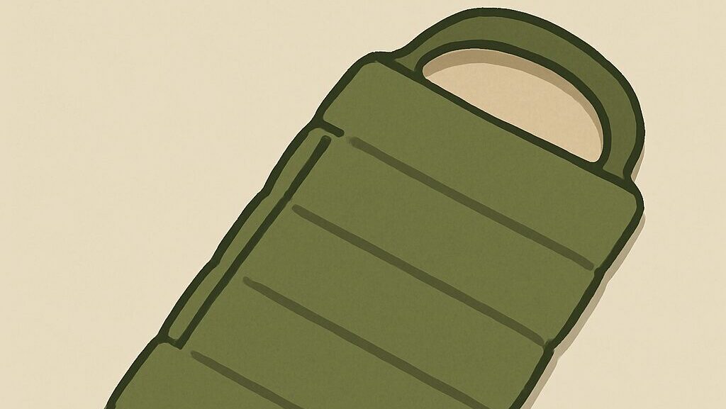 封筒型シュラフをフラットに広げたイラスト