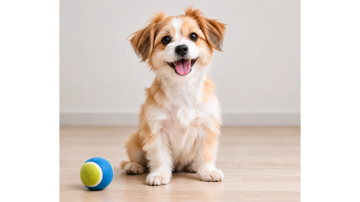 犬とボールが写った、切り抜きに使用した元画像